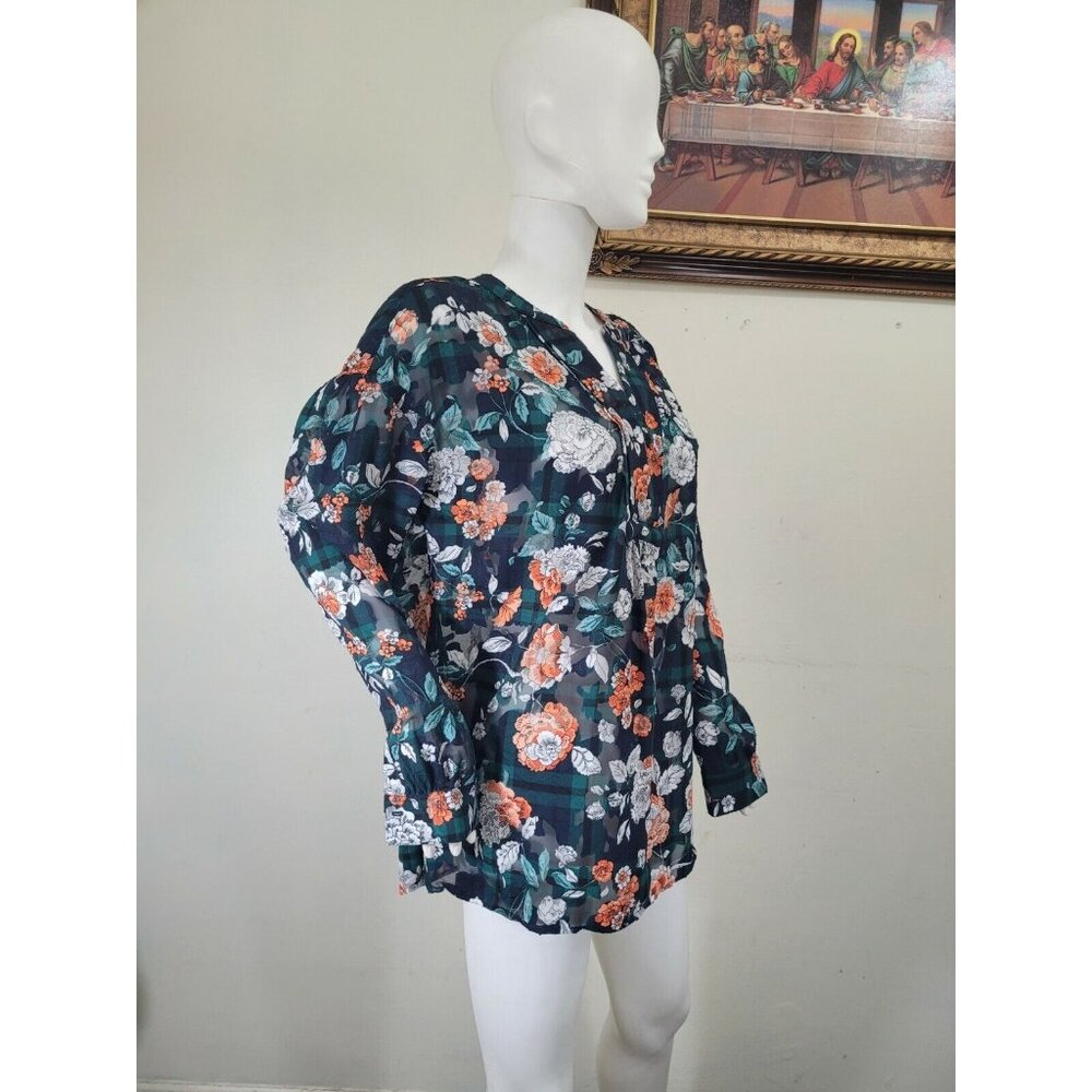 Tommy Hilfiger Women's Size S Blouse Urban Folklore Floral Top V Neck NWT 35 - Picture 4 of 12